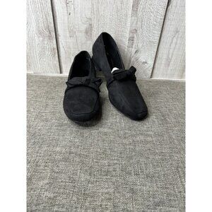 Mushrooms Womens Shoes Size 8 M Black Faux Suede Flats Accent Bow Work Career